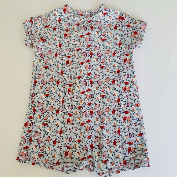 Petit Bateau Romper Bodysuit Baby Girl 12M Light Blue Birds Snap Button Preppy - Picture 2 of 7